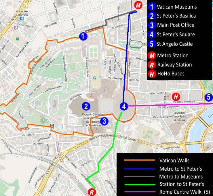 улаз у музеј Ватикана мапи